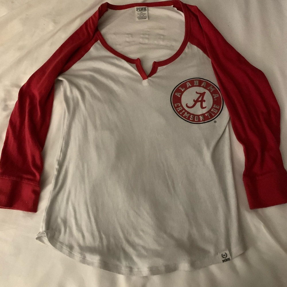 Pink Alabama Crimson Tide long sleeve V neck tee